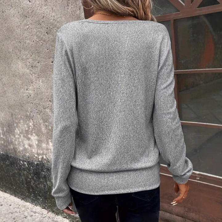 Damen eleganter Pullover mit V-Ausschnitt und schickem Details Drune