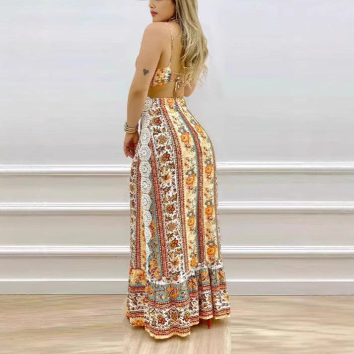 Damen Maxikleid mit anatomischem Schnitt und filigranem Häkelmuster Drune