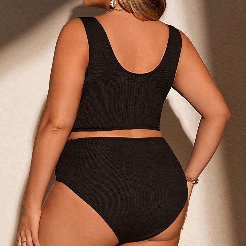 Damen Bikini-Set mit hochtailliertem Slip und gerafftem Oberteil Drune