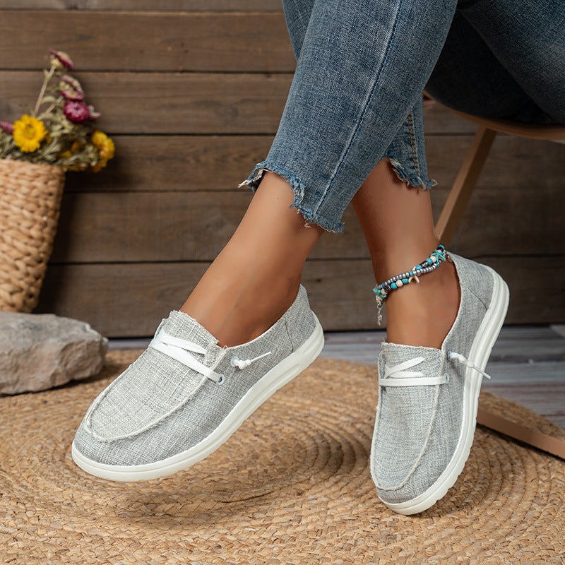 Damen  lässige Leinen-Slipper mit gepolstertem Memory-Fußbett und rutschfester Flexsohle Drune