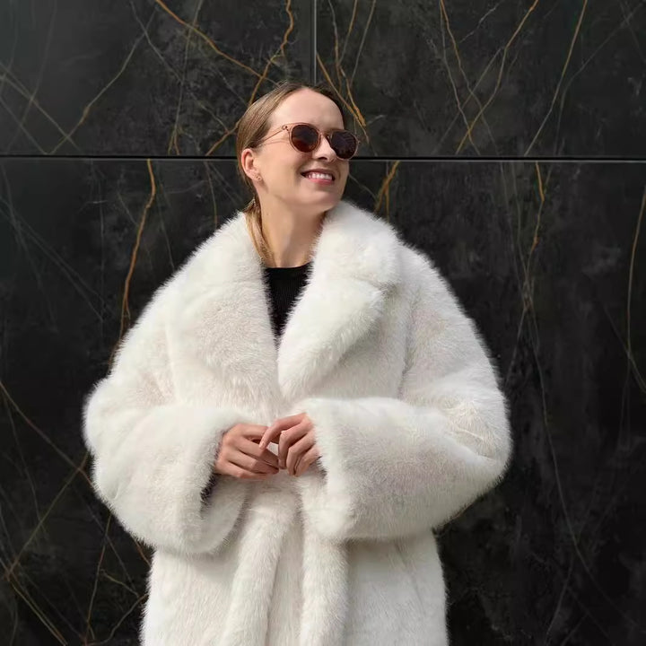 Damen Eleganter und modischer Kunstpelz-Mantel Drune