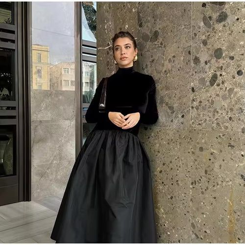 Damen Eleganter Maxirock mit voluminösem Schnitt und luxuriösem Satin-Finish Drune