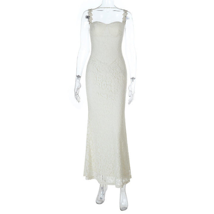 Damen Elegantes Spitzen-Spaghettiträgerkleid mit femininer Silhouette Drune