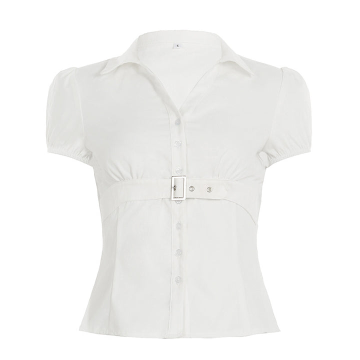 Damenbluse mit tailliertem Schnitt und eleganter Gürtelakzent Drune