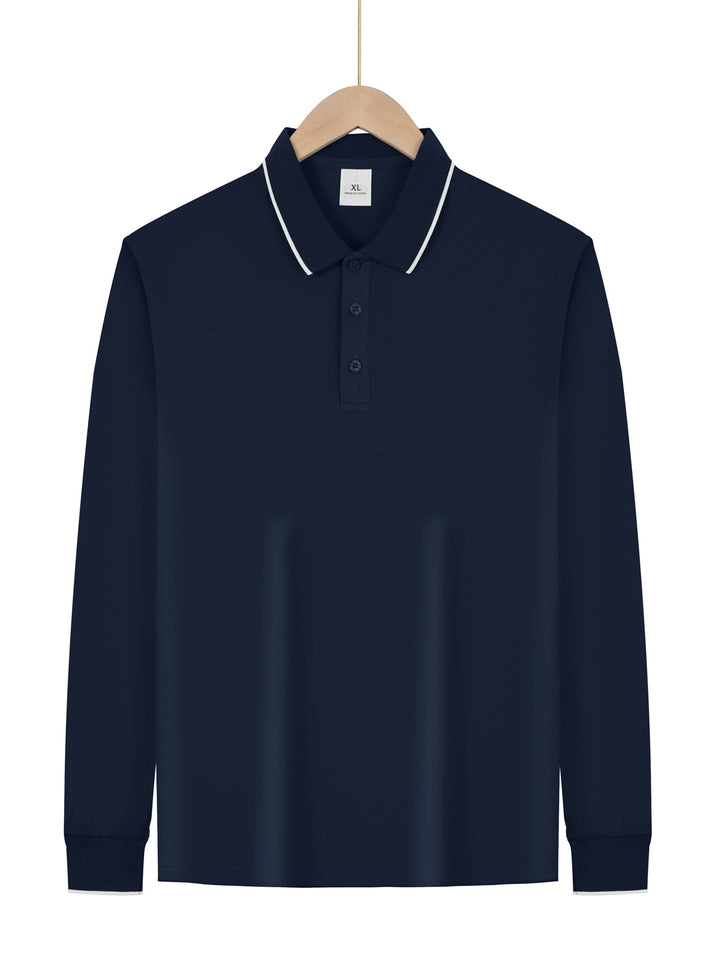 Herren nan langärmeliges Piqué-Poloshirt mit Kontrastpaspel am Kragen und Bündchen Drune
