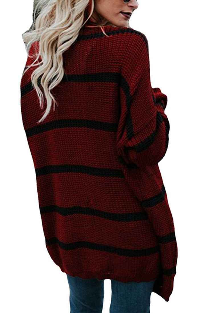 Damen Strickcardigan mit lässigem Streifendesign und offenen Fronten Drune
