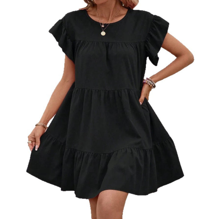 Damen luftiges Minikleid mit voluminösem Volant und lässigem Schnitt Drune