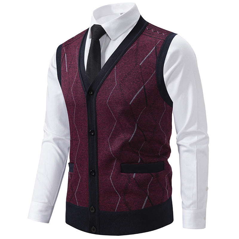 Herren modische Strickweste mit raffinierten Mustern und praktischen Taschen Drune