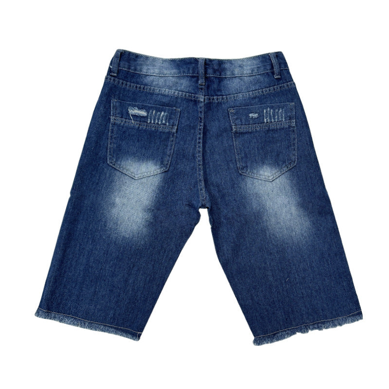 Herren Destroyed Denim-Shorts mit unregelmäßigem Saum und modischen Rissdetails Drune