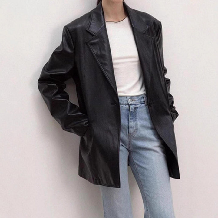 Damen Oversized Kunstlederblazer Drune