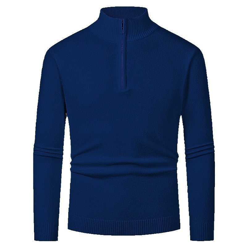Herren Strickpullover mit hohem Kragen und halbem Reißverschluss Drune