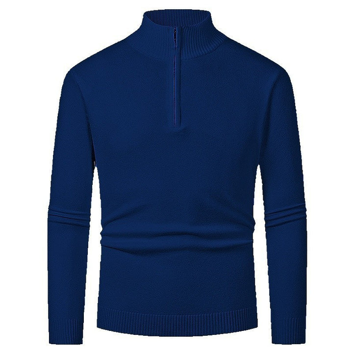 Herren Strickpullover mit hohem Kragen und halbem Reißverschluss Drune