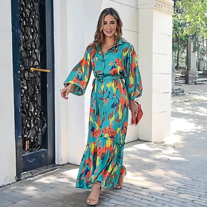 Damen Maxikleid mit floralen Effekten und eleganter Passform Drune