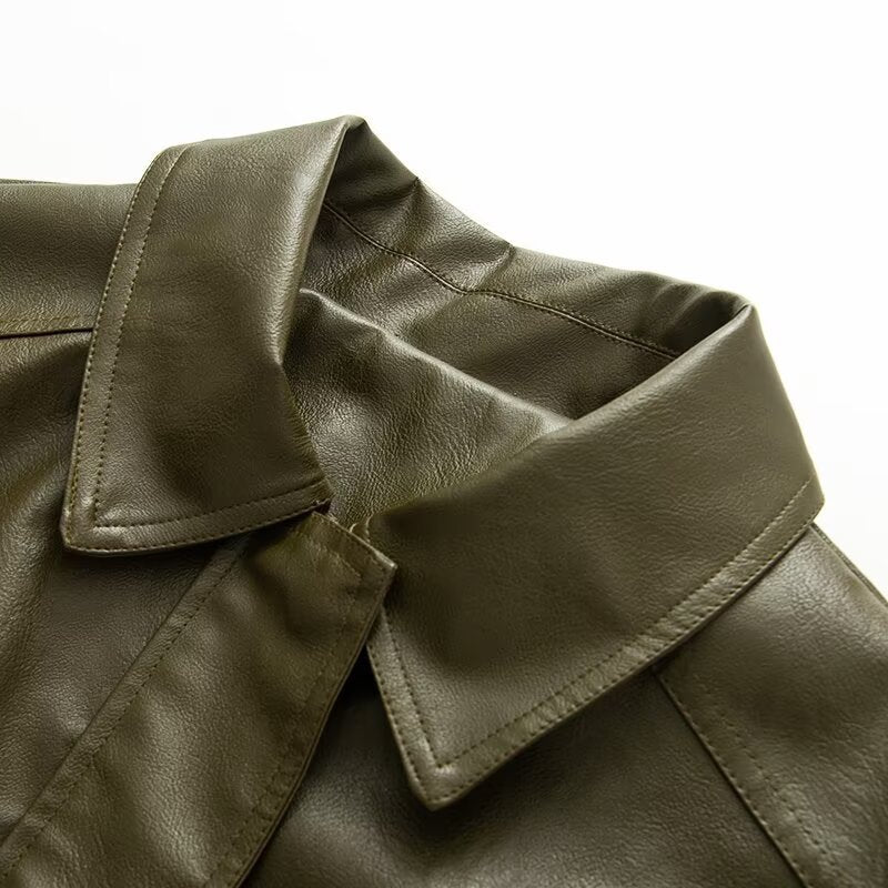 Damen Kunstlederjacke mit elastischem Bund und lässigem Schnitt Drune