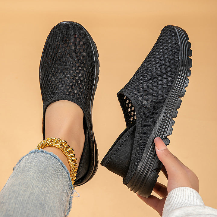 Damen nan luftige Schlupfsneaker mit Honigwaben-Strickoberteil und gedämpfter Komfortsohle Drune