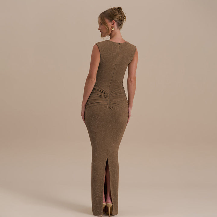 Damen glamouröses Abendkleid mit figurbetontem Schnitt und eleganter Raffung Drune