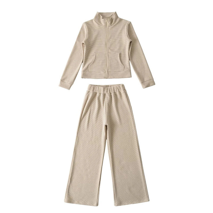 Damen Freizeitanzug mit hochgeschlossenem Kragen und weiten Hosen Drune