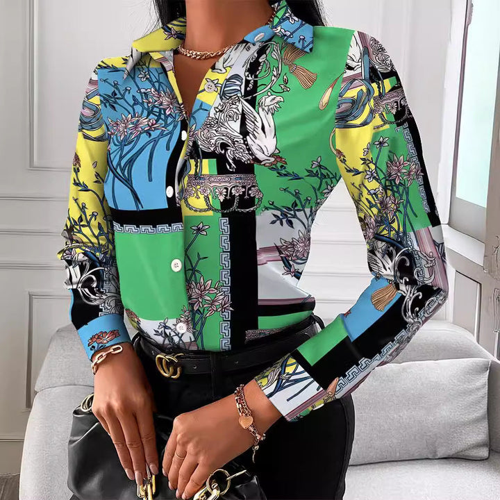 Damen Bluse mit elegantem Kettenmuster Drune