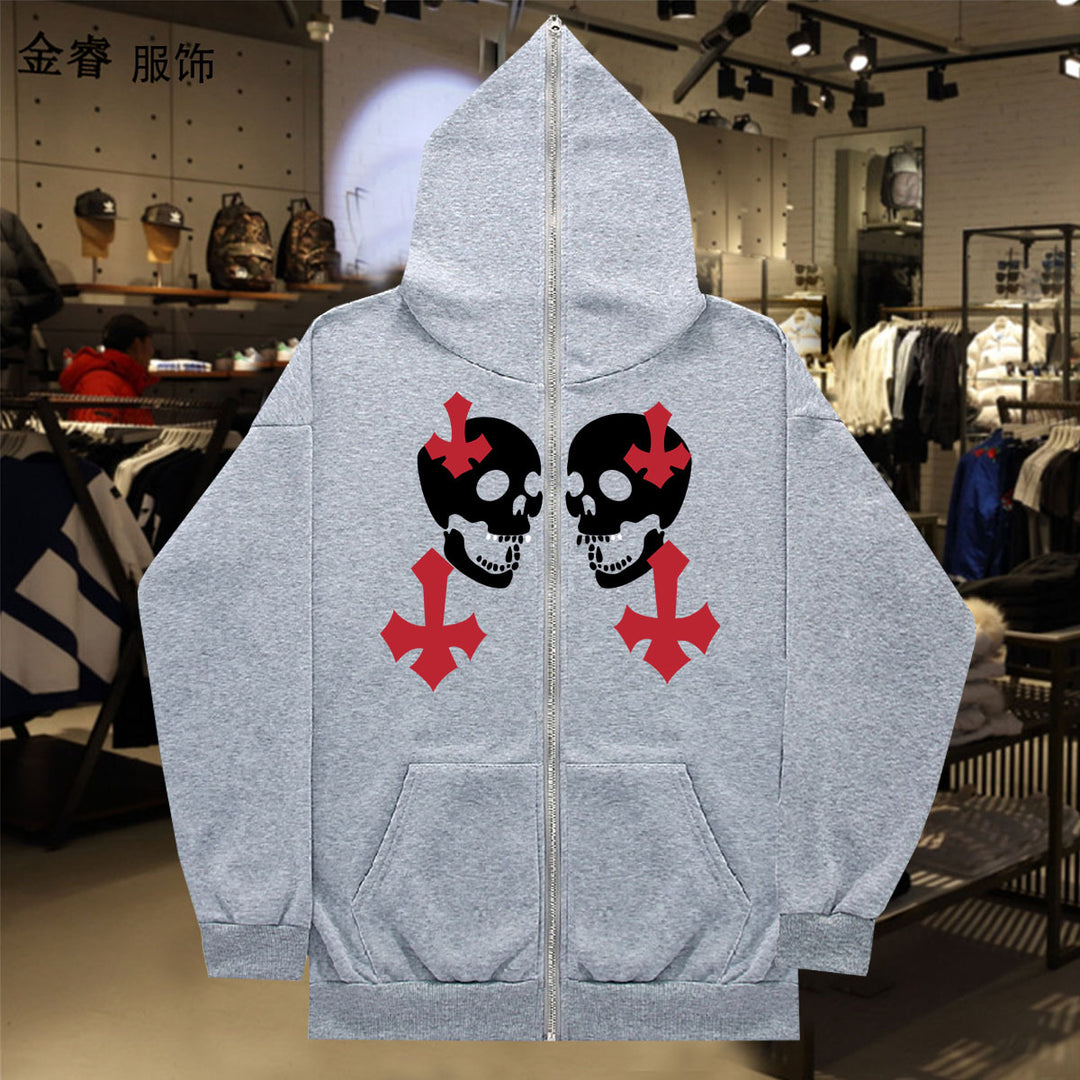 Damen Kapuzenjacke mit auffälligem Totenkopf-Design Drune