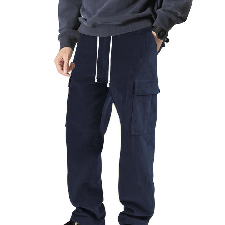 Herren nan Cord-Cargo-Jogginghose mit elastischem Komfortbund, Kordelzug und aufgesetzten Cargotaschen Drune