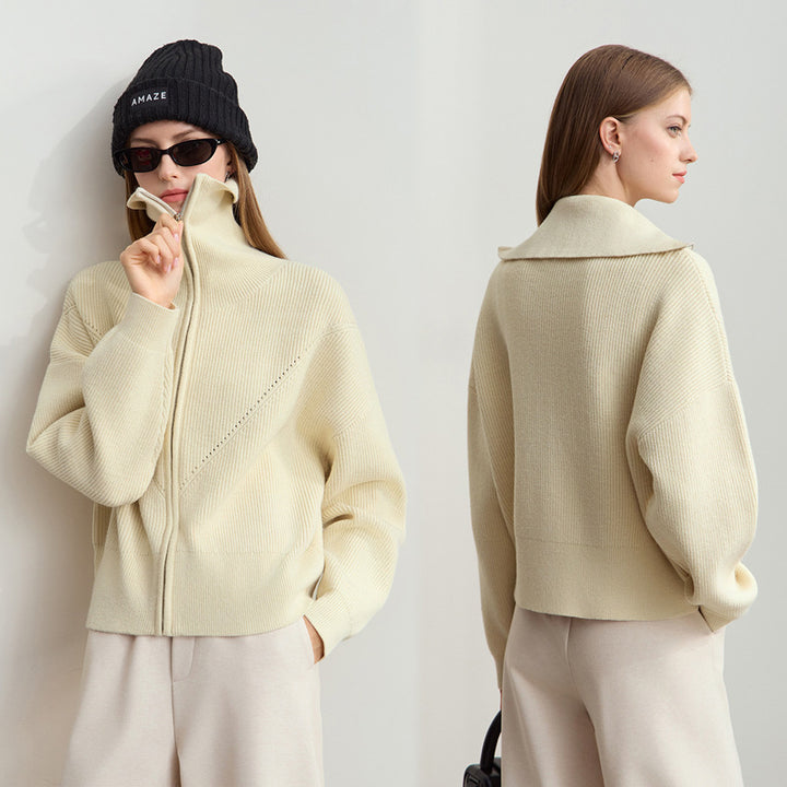Damen modischer Oversize-Pullover mit Kapuze und Reißverschluss Drune