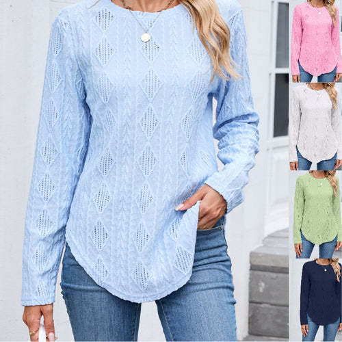 Damen Langarmshirt mit strukturiertem Design und abgerundetem Saum Drune