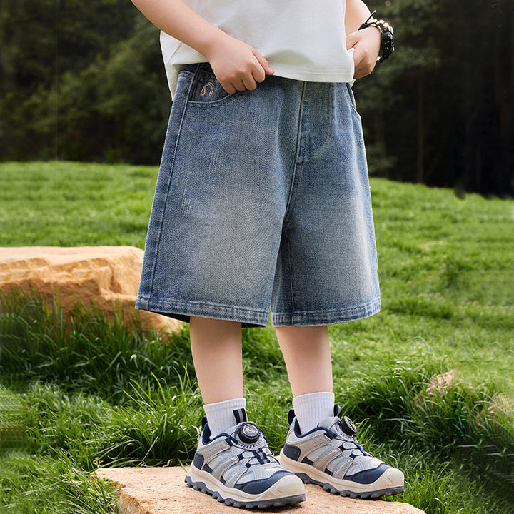 Jungen lässige Denim-Shorts mit kreativen Stickdetails Drune