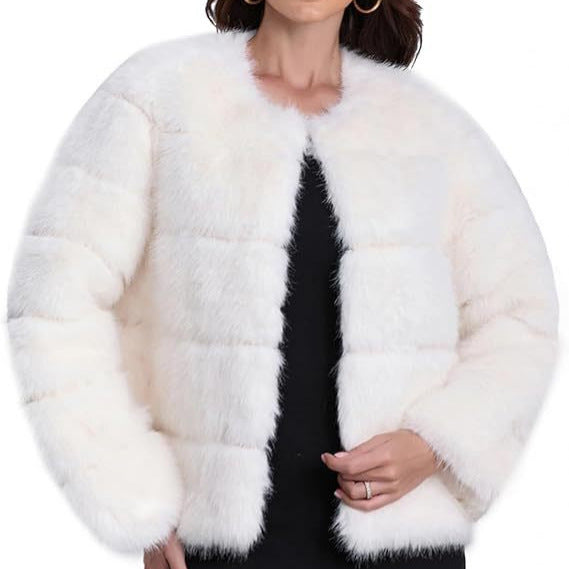 Damen Modischer Kunstfell-Jacke mit strukturiertem Design Drune