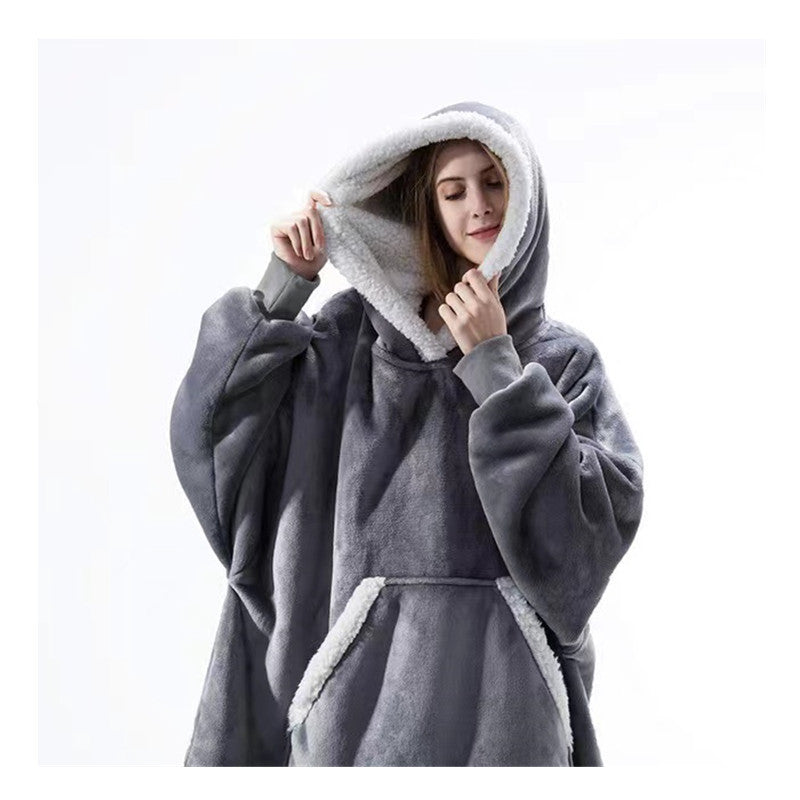 Damen Gemütlicher Hoodie-Poncho mit weichem Futter und praktischen Taschen Drune