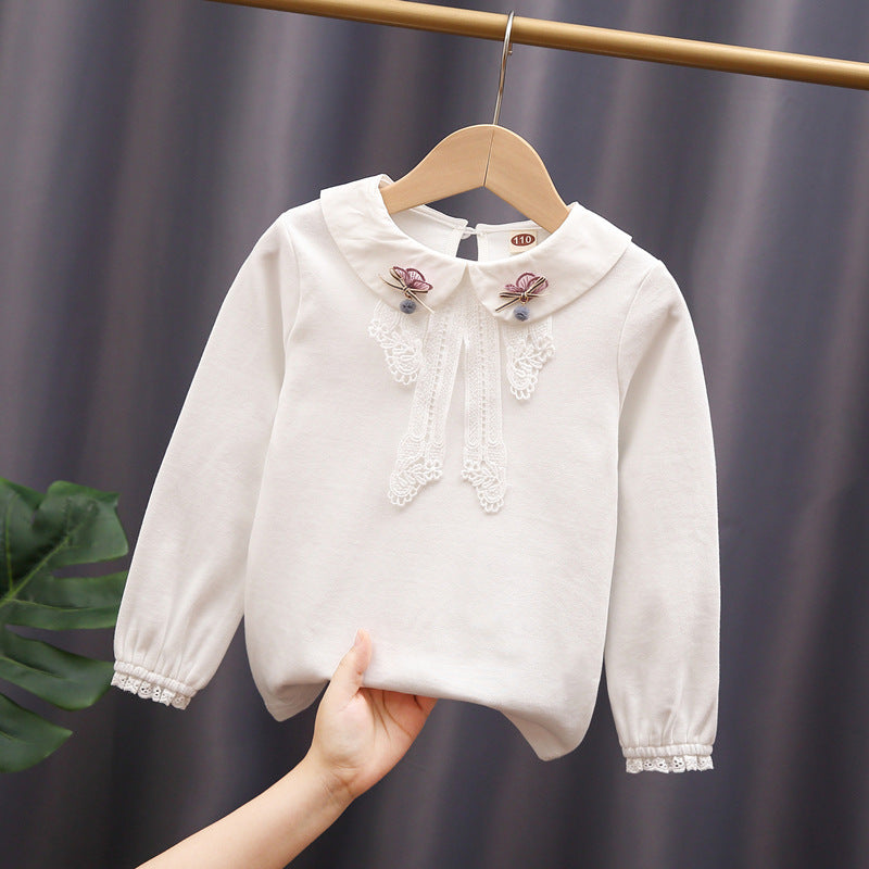 Damen elegante Bluse mit Spitzenapplikationen Drune