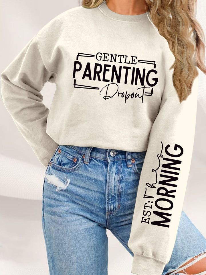 Damen Sweatshirt mit einzigartigem aufgedrucktem Elternschaftsmotiv und lässigem Schnitt Drune