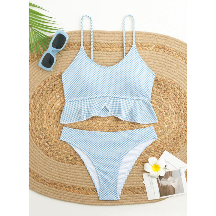 Damen Bikiniversatile mit Rüschen und Karomuster Drune