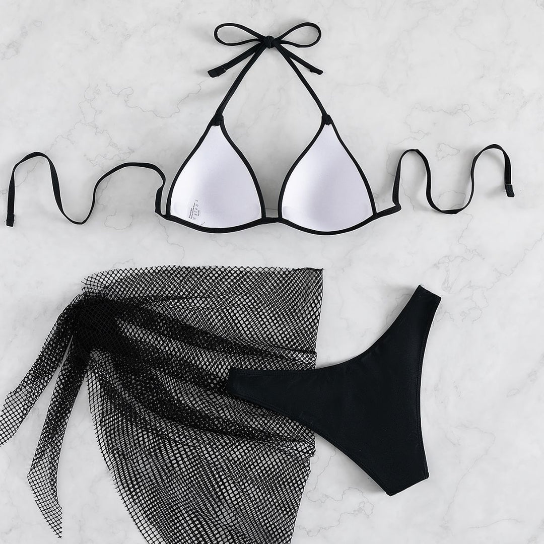 Damen Verführerischer Triangel-Bikini mit Netzrock Drune