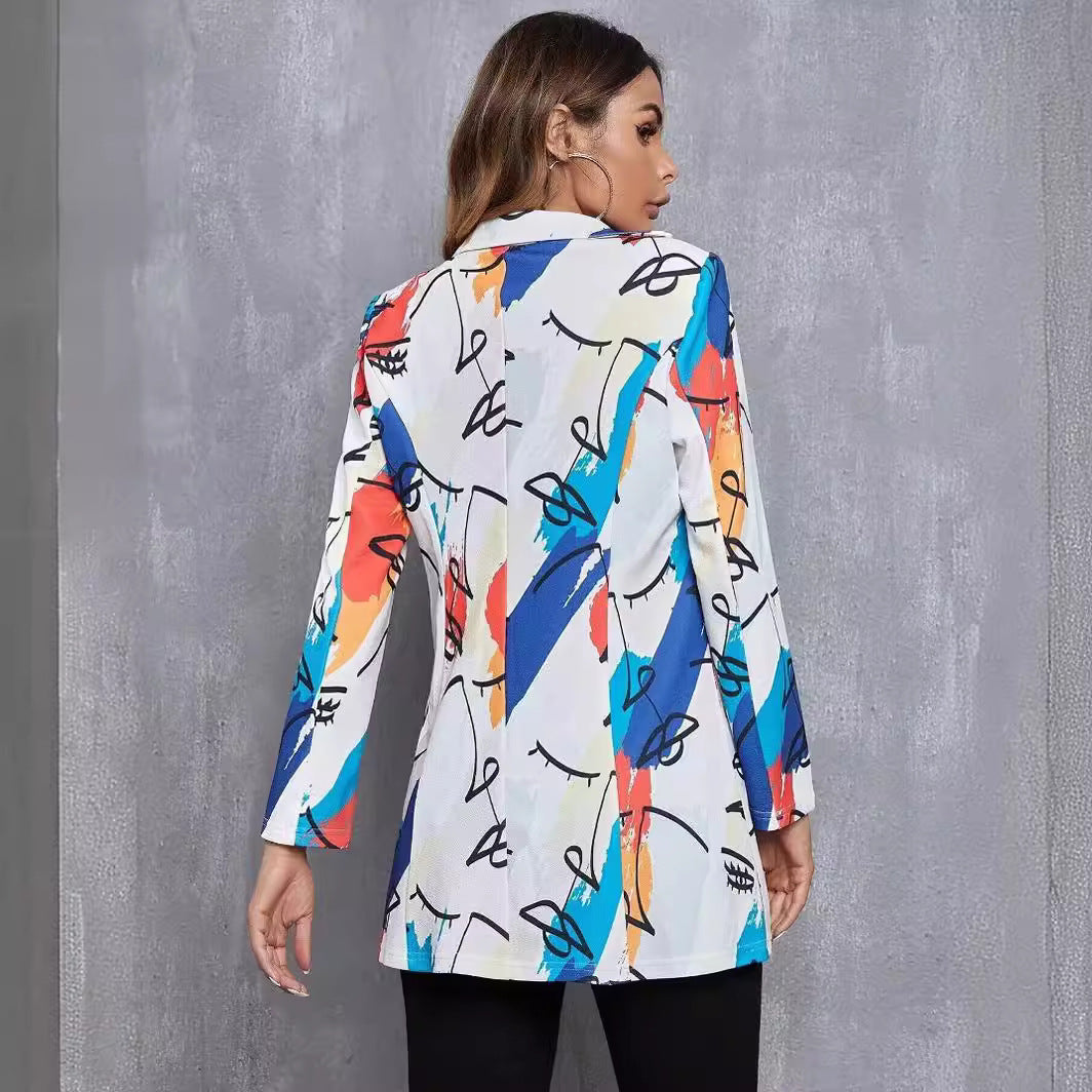 Damen Blazer mit künstlerischem Print und modernem Schnitt Drune