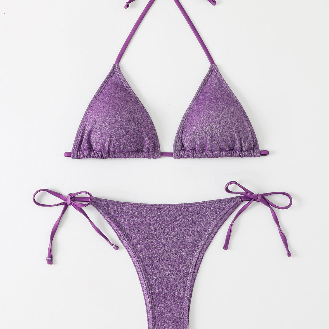 Damen Triangel-Bikini mit schimmerndem Rüschendesign Drune