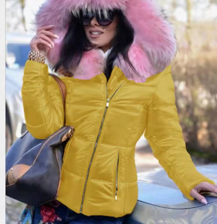 Damen Modische Steppjacke mit Kunstpelzkragen Drune