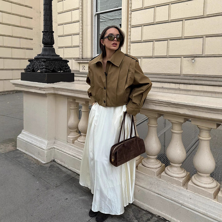 Damen Modische Blousonjacke mit voluminösen Ärmeln Drune