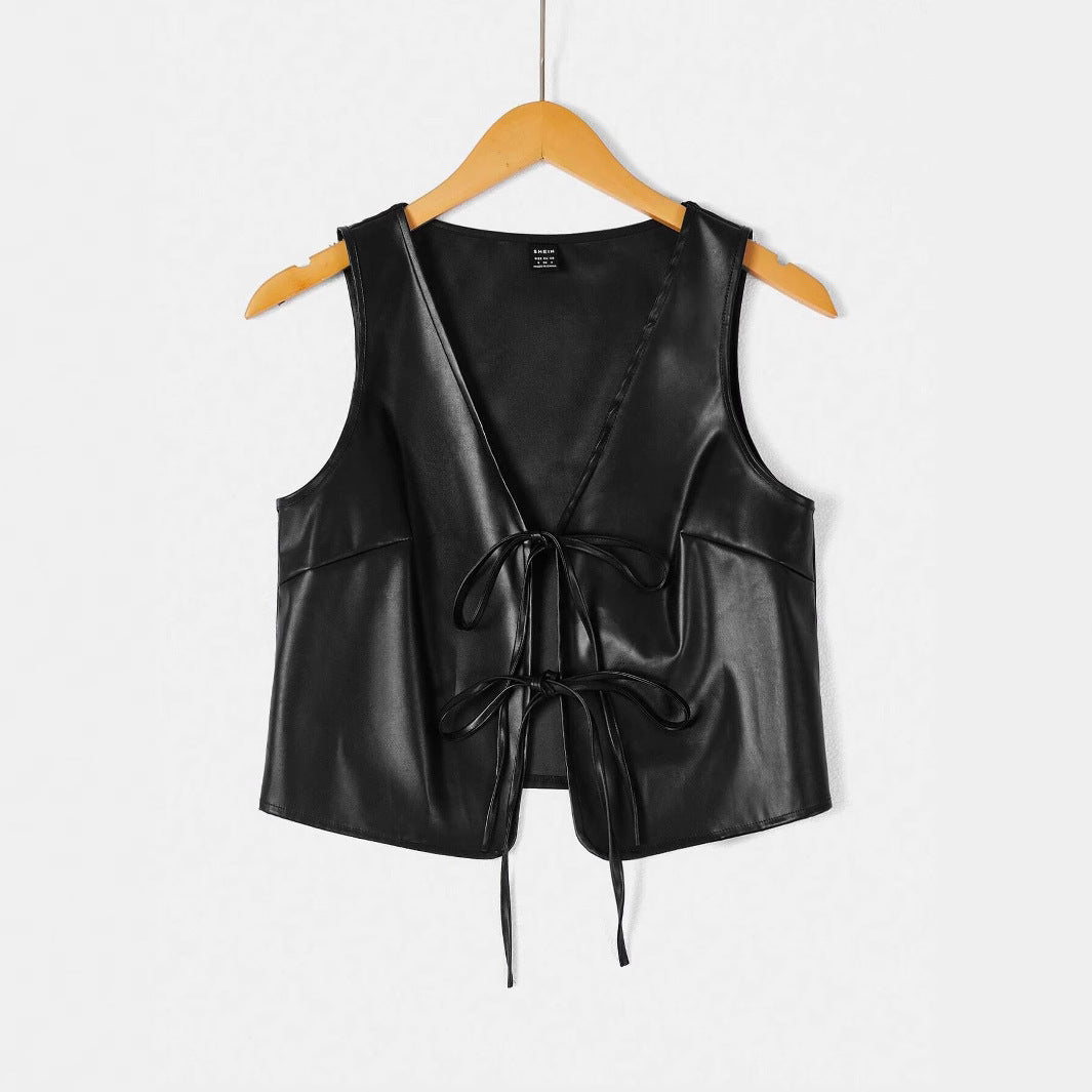 Damen elegantes Cropped-Top mit zeitgemäßer Schnürung Drune
