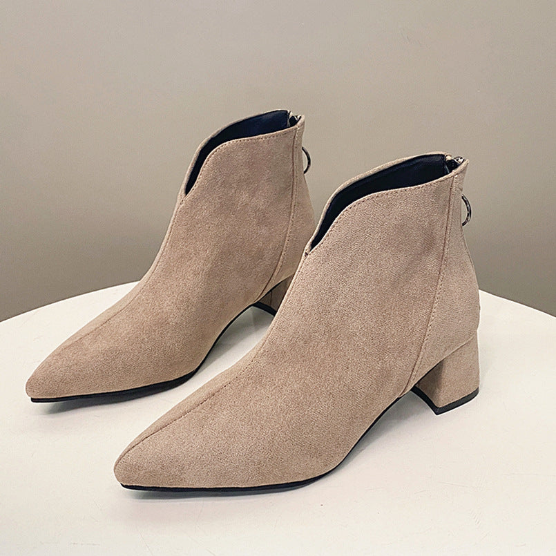 Damen nan spitze Ankleboots mit rückseitigem Zipperring und komfort-Blockabsatz Drune