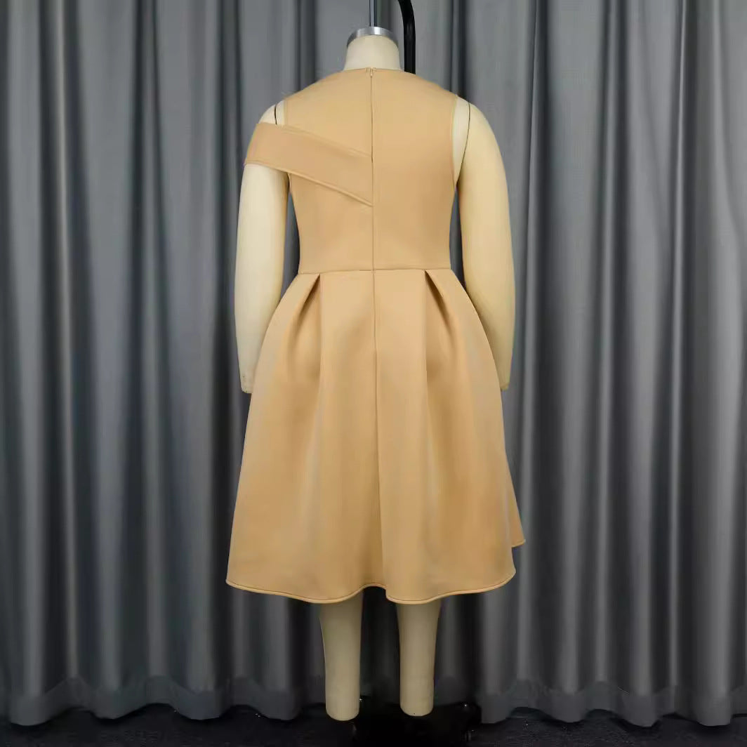 Damen Elegantes Cocktailkleid mit asymmetrischem Schnitt und transparenten Ärmeln Drune