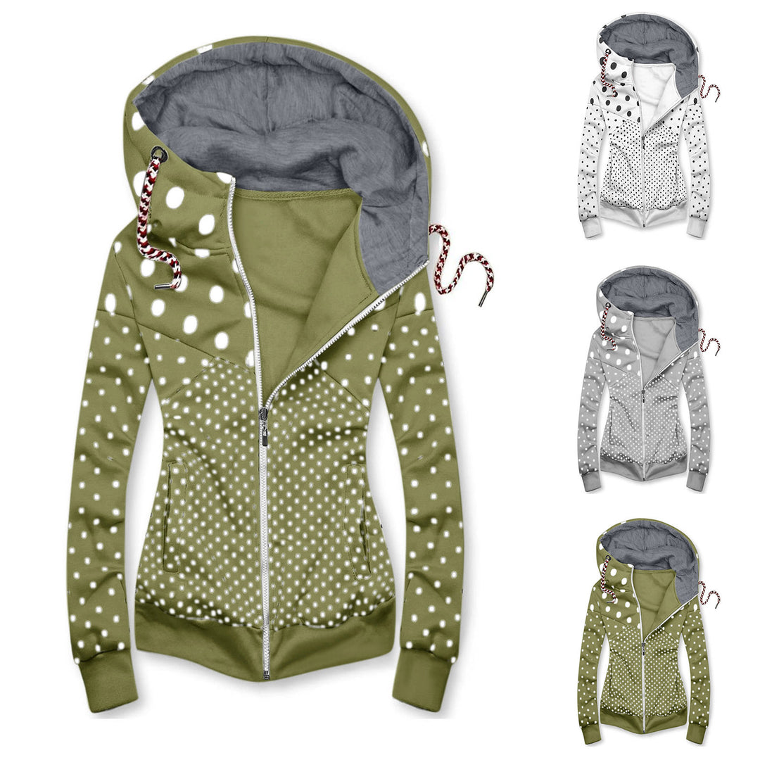 Damen Sportliche Kapuzenjacke mit verspieltem Punkte-Muster Drune