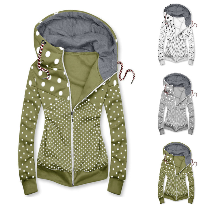 Damen Sportliche Kapuzenjacke mit verspieltem Punkte-Muster Drune