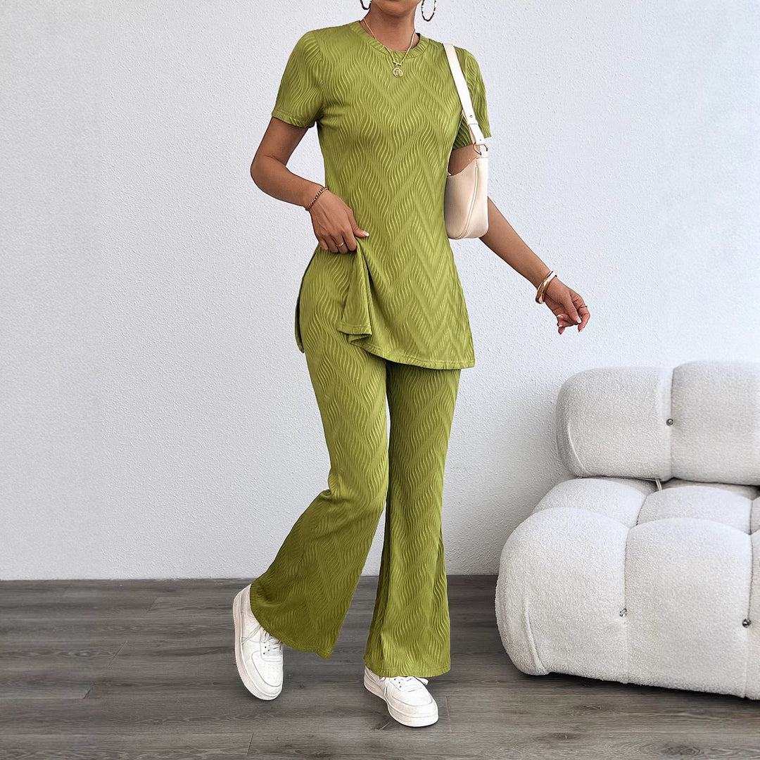Damen lässiges Zweiteiliges Set im modernen Rippenlook mit hohem Tragekomfort Drune