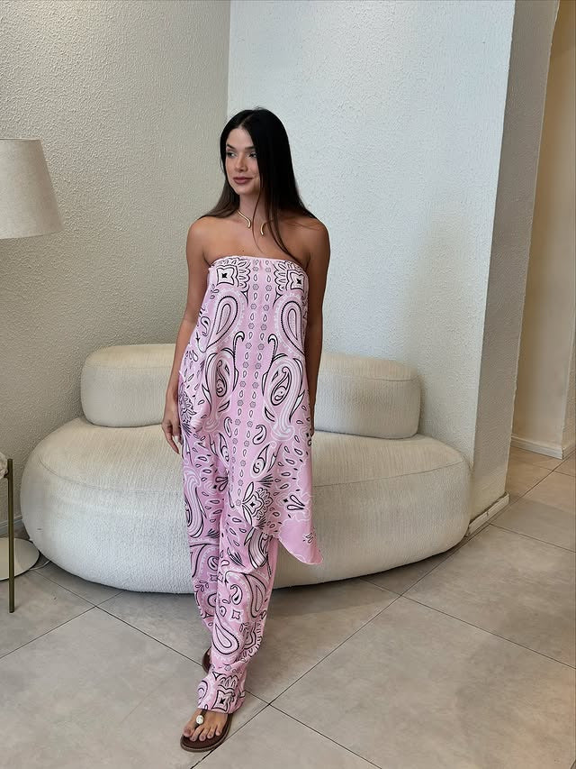 Damen lässiger Jumpsuit mit weitem Schnitt und stylischem Muster Drune