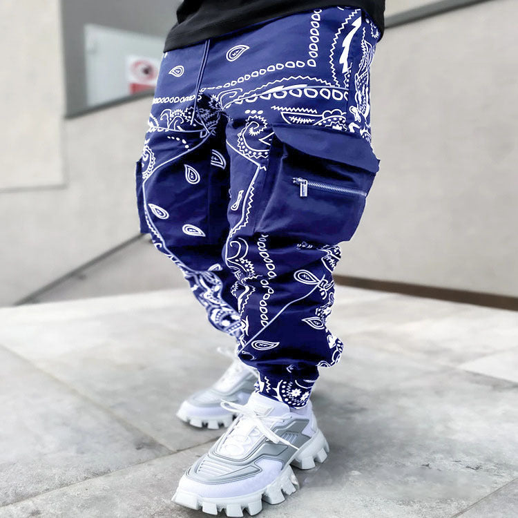 Herren nan Bandana-Cargo-Jogginghose mit Kordelzug und elastischen Bündchen Drune