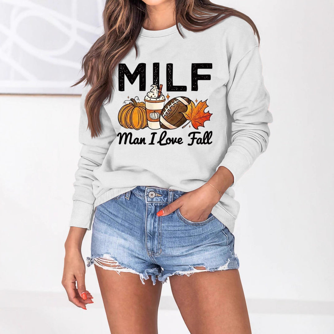 Damen Sweatshirt mit herbstlichem Essenzen-Motiv und inspirierendem Schriftzug Drune