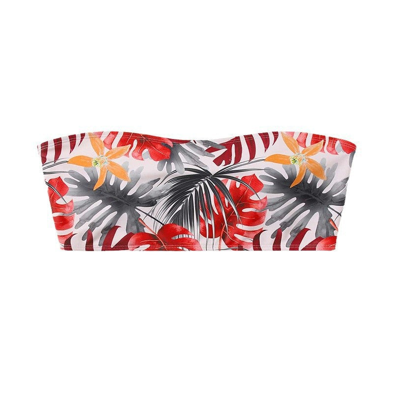 Damen Bandeau-Bikini-Oberteil mit exotischem Blumendruck Drune