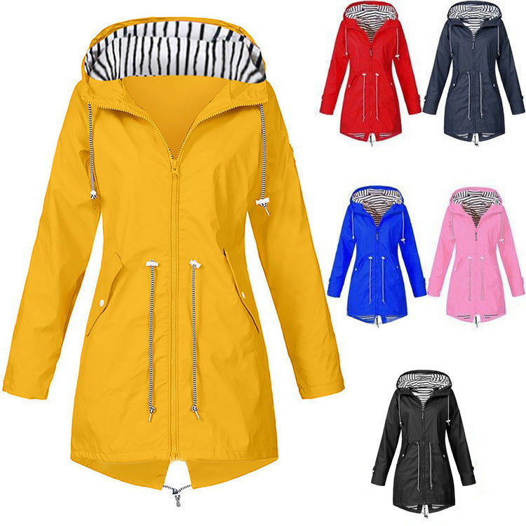 Damen wasserabweisende Freizeitjacke mit verstellbarem Kapuzenkragen und funktionalen Taschen Drune