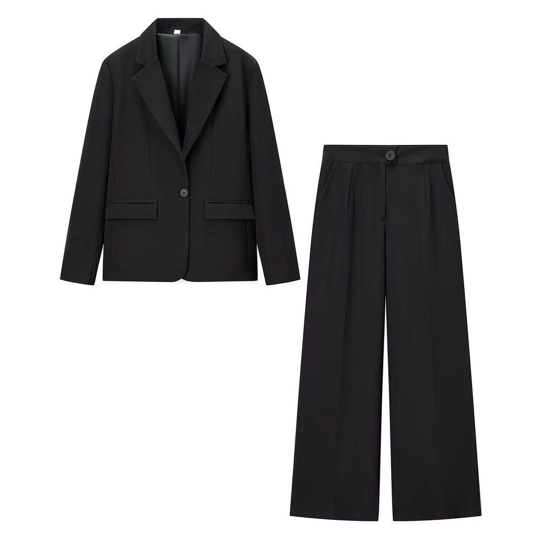 Damen elegantes Business-Set mit Blazer und weitem Hosen Drune