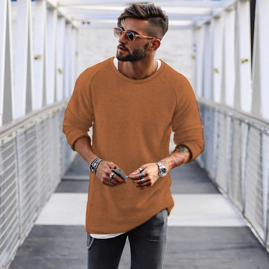 Herren lässiger Pullover mit innovativem Strickmuster Drune